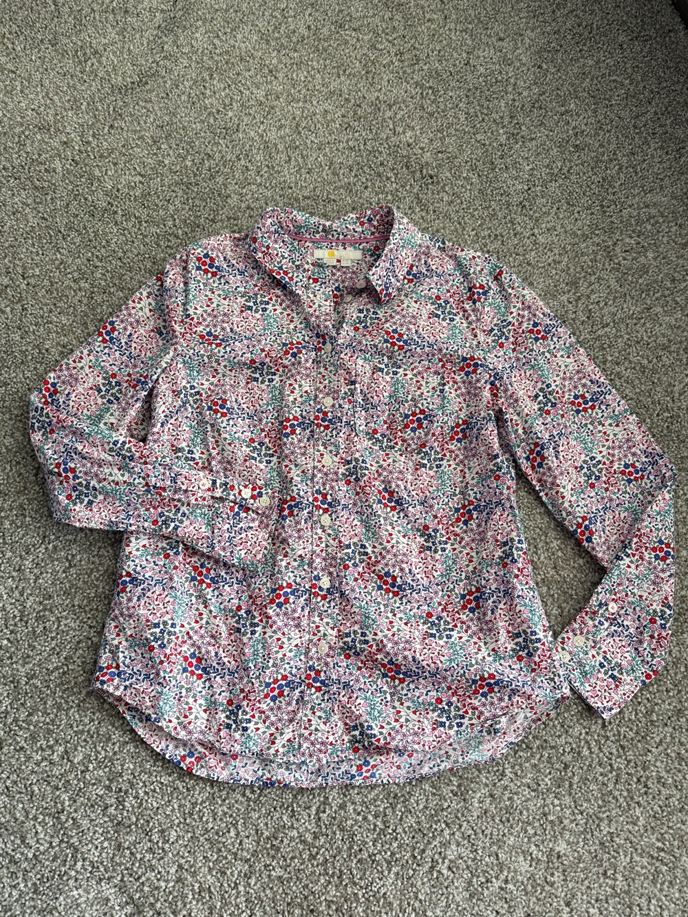 Boden Women's Floral Button-Down Shirt - White, Red & Blue